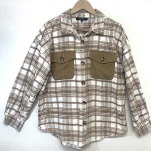 Mine Flannel Cotton Shirt Jacket Men Large Corduroy Pockets Casual Western Work